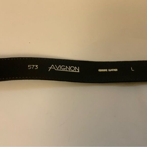 Avignon Vintage Black suede Leather Gold buckle  Belt Size L main image 9